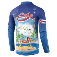 Cuba Button Sweatshirt Funny Macaw Decorative Map