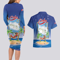 Cuba Couples Matching Long Sleeve Bodycon Dress and Hawaiian Shirt Funny Macaw Decorative Map