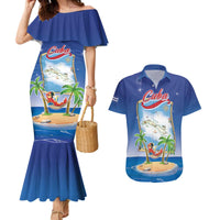 Cuba Couples Matching Mermaid Dress and Hawaiian Shirt Funny Macaw Decorative Map