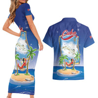 Cuba Couples Matching Short Sleeve Bodycon Dress and Hawaiian Shirt Funny Macaw Decorative Map