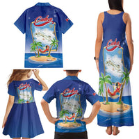 Cuba Family Matching Tank Maxi Dress and Hawaiian Shirt Funny Macaw Decorative Map