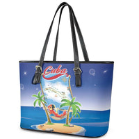 Cuba Leather Tote Bag Funny Macaw Decorative Map