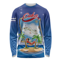 Cuba Long Sleeve Shirt Funny Macaw Decorative Map