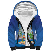 Cuba Sherpa Hoodie Funny Macaw Decorative Map