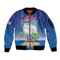 Cuba Sleeve Zip Bomber Jacket Funny Macaw Decorative Map