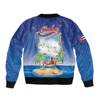 Cuba Sleeve Zip Bomber Jacket Funny Macaw Decorative Map