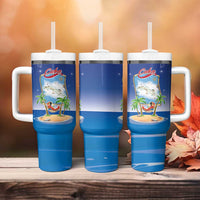 Cuba Tumbler With Handle Funny Macaw Decorative Map