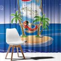 Cuba Window Curtain Funny Macaw Decorative Map