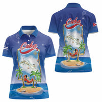Cuba Women Polo Shirt Funny Macaw Decorative Map