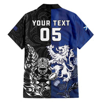 New Zealand And Scotland Rugby Custom Family Matching Tank Maxi Dress and Hawaiian Shirt Maori Tiki With Thistle Together