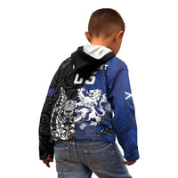 New Zealand And Scotland Rugby Custom Kid Hoodie Maori Tiki With Thistle Together