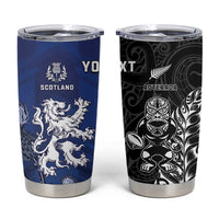 New Zealand And Scotland Rugby Custom Tumbler Cup Maori Tiki With Thistle Together