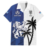 Fiji And Scotland Rugby Custom Family Matching Summer Maxi Dress and Hawaiian Shirt Fijian Palm Tree With Thistle Together