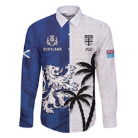 Fiji And Scotland Rugby Custom Family Matching Summer Maxi Dress and Hawaiian Shirt Fijian Palm Tree With Thistle Together