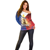 Philippines Off Shoulder Sweater Maligayang Araw Ng Kalayaan