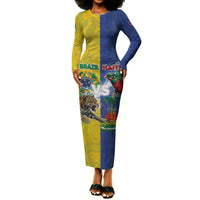 Custom Brazil And Haiti Football Long Sleeve Bodycon Dress Jaguar With Kanson Wouj Special Style