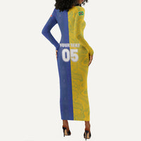 Custom Brazil And Haiti Football Long Sleeve Bodycon Dress Jaguar With Kanson Wouj Special Style
