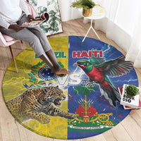 Brazil And Haiti Football Round Carpet Jaguar With Kanson Wouj Special Style