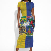 Custom Brazil And Haiti Football Short Sleeve Bodycon Dress Jaguar With Kanson Wouj Special Style
