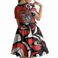 Canada National Indigenous Peoples Day Kid Short Sleeve Dress Haida Art Eagle