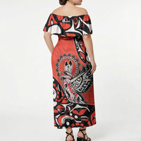 Canada National Indigenous Peoples Day Off Shoulder Maxi Dress Haida Art Eagle