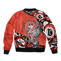 Canada National Indigenous Peoples Day Sleeve Zip Bomber Jacket Haida Art Eagle