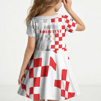 Personalized Croatia Hrvatska Kid Short Sleeve Dress National Day 2026 White Version