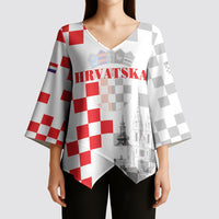 Personalized Croatia Hrvatska Kimono Sleeve Blouse National Day 2026 White Version