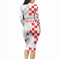 Personalized Croatia Hrvatska Long Sleeve Bodycon Dress National Day 2026 White Version
