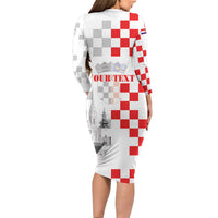 Personalized Croatia Hrvatska Long Sleeve Bodycon Dress National Day 2026 White Version