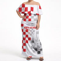 Personalized Croatia Hrvatska Off Shoulder Maxi Dress National Day 2026 White Version