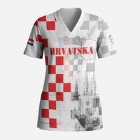Personalized Croatia Hrvatska Scrub Top National Day 2026 White Version