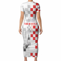 Personalized Croatia Hrvatska Short Sleeve Bodycon Dress National Day 2026 White Version