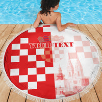 Personalized Croatia Hrvatska Beach Blanket National Day 2026 Red Version