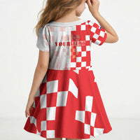 Personalized Croatia Hrvatska Kid Short Sleeve Dress National Day 2026 Red Version