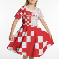 Personalized Croatia Hrvatska Kid Short Sleeve Dress National Day 2026 Red Version