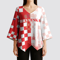 Personalized Croatia Hrvatska Kimono Sleeve Blouse National Day 2026 Red Version