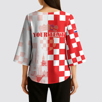 Personalized Croatia Hrvatska Kimono Sleeve Blouse National Day 2026 Red Version