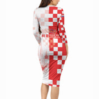Personalized Croatia Hrvatska Long Sleeve Bodycon Dress National Day 2026 Red Version