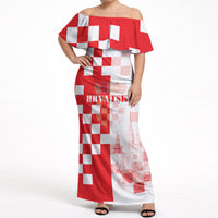 Personalized Croatia Hrvatska Off Shoulder Maxi Dress National Day 2026 Red Version