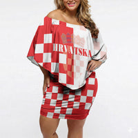 Personalized Croatia Hrvatska Off Shoulder Short Dress National Day 2026 Red Version