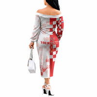Personalized Croatia Hrvatska Off The Shoulder Long Sleeve Dress National Day 2026 Red Version