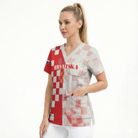 Personalized Croatia Hrvatska Scrub Top National Day 2026 Red Version