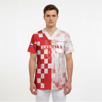 Personalized Croatia Hrvatska Scrub Top National Day 2026 Red Version