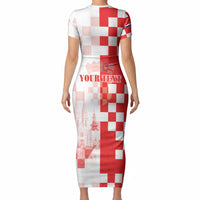 Personalized Croatia Hrvatska Short Sleeve Bodycon Dress National Day 2026 Red Version