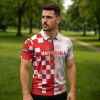 Personalized Croatia Hrvatska Zipper Polo Shirt National Day 2026 Red Version