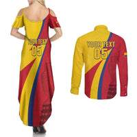 Custom Colombia 2024 Football Couples Matching Summer Maxi Dress and Long Sleeve Button Shirt Go Champions Los Cafeteros LT05 - Wonder Print Shop