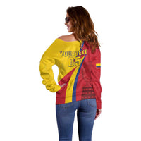 Custom Colombia 2024 Football Off Shoulder Sweater Go Champions Los Cafeteros LT05 - Wonder Print Shop