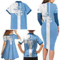 Custom Argentina 2024 Football Family Matching Long Sleeve Bodycon Dress and Hawaiian Shirt Sport Style LT05 - Wonder Print Shop