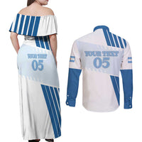Custom Argentina 2024 Football Couples Matching Off Shoulder Maxi Dress and Long Sleeve Button Shirt Go Champions La Albiceleste LT05 - Wonder Print Shop
